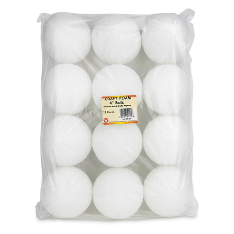 Craft Foam Balls, 4 Inch, White, Pack of 12
