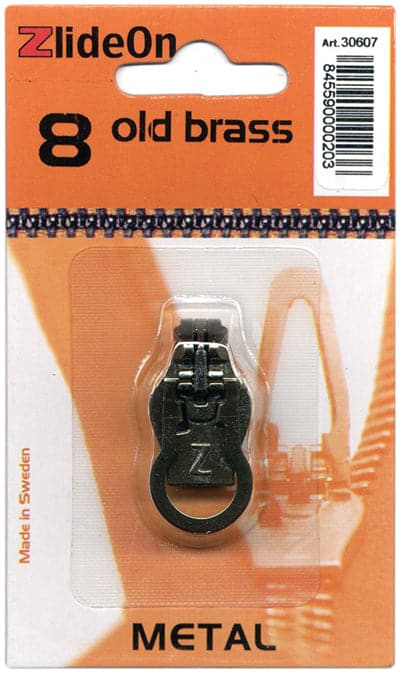ZlideOn Zipper Pull Replacements Metal 8-Old Brass