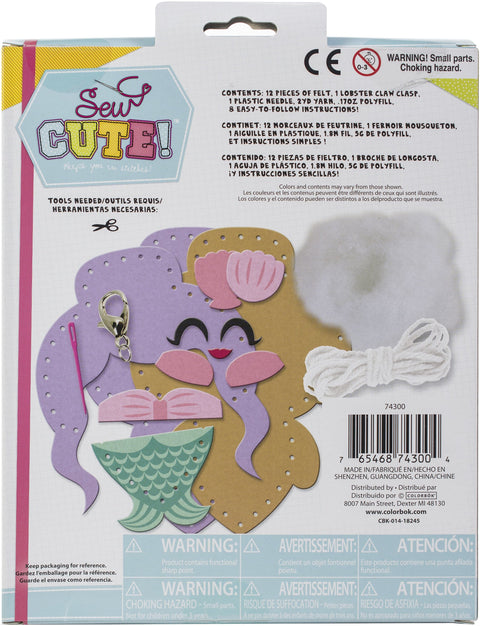 Sew Cute! Felt Backpack Clip Kit-Mermaid