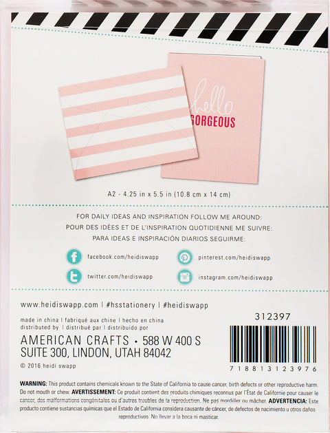 Heidi Swapp A2 Envelopes 4/Pkg-Pink Stripe