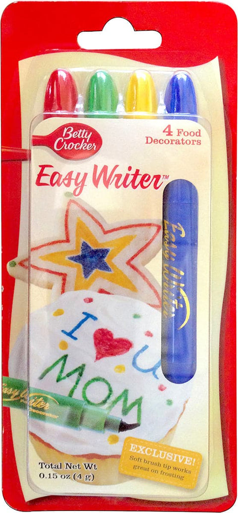 Betty Crocker Easy Writer Food Pen 4/Pkg-Red, Green, Yellow & Blue