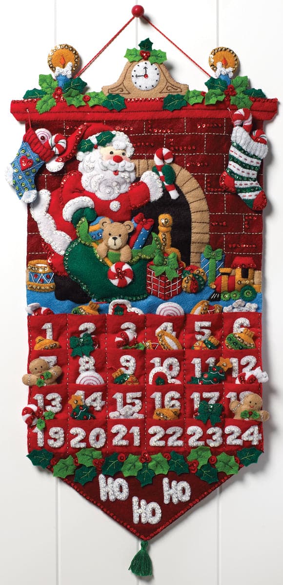 Bucilla Advent Calendar Felt Applique Kit-Must Be Santa