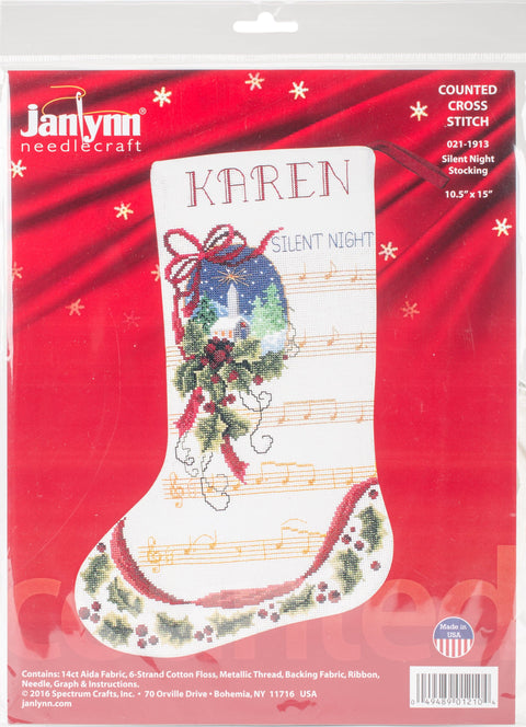 Janlynn Counted Cross Stitch Kit 10.5"X15"-Silent Night (14 Count)