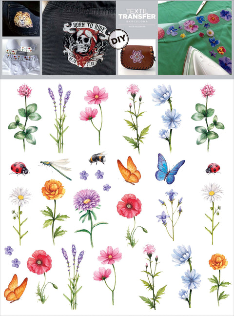 Textil Transfer Fabric Iron-Ons 7.75"X7.75"-Wildflowers