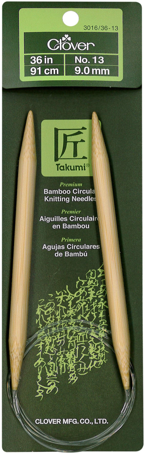 Takumi Bamboo Circular Knitting Needles 36"-Size 13/9mm