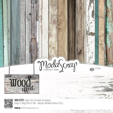 Elizabeth Craft ModaScrap Paper Pack 12"X12" 12/Pkg-Wood Effect