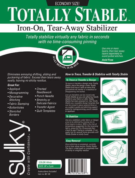 Sulky Totally Stable Iron-On Tear-Away Stabilizer-20"X3yd