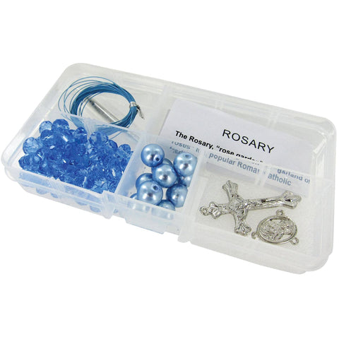 Crystal & Pearl Rosary Bead Kit-Sky Blue Crystal Beads & Sky Blue Pearls