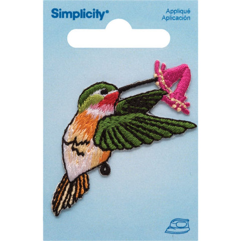 Simplicity Iron-On Applique-Hummingbird W/Flower