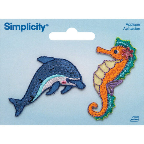 Simplicity Iron-On Appliques 2/Pkg-Dolphin & Seahorse