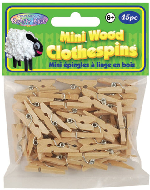 Mini Wood Clothespins-Natural 1" 45/Pkg