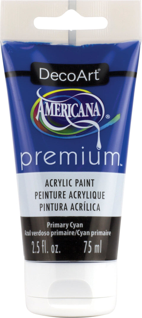 Americana Premium Acrylic Paint Tube 2.5oz-Primary Cyan
