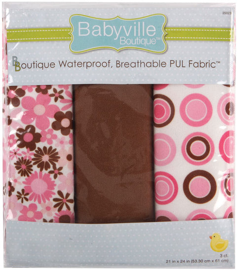 Babyville Boutique Pul Fabric Packaged 21"X24" Cuts-Mod Girl Flowers & Dots