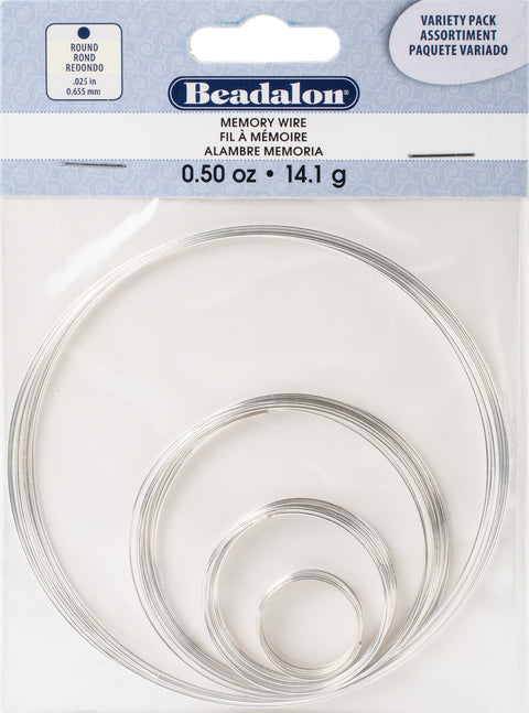Memory Wire Combo Pack .62mm .5oz-Silver-Plated - 15 Coils