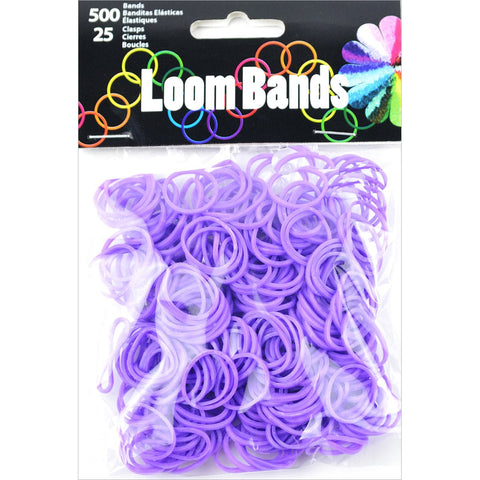 Loom Bands 500/Pkg W/25 Clasps-Purple