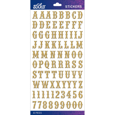 Sticko Alphabet Stickers-Gold Glitter Carnival Small