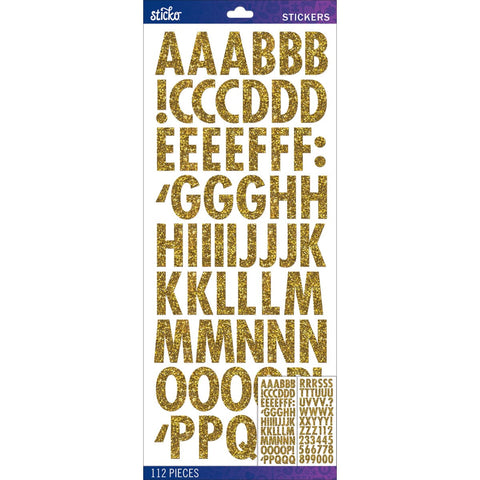 Sticko Alphabet Stickers-Gold Futura Regular Glitter