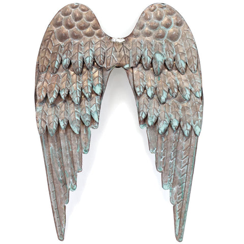 Copper Patina Metal Angel Wings 8"X10"-
