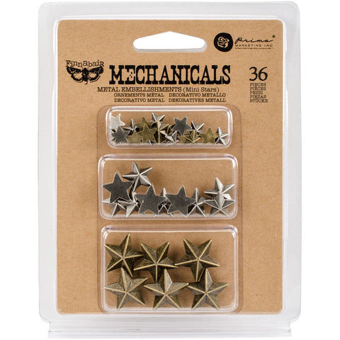 Finnabair Mechanicals Metal Embellishments-Mini Stars 36/Pkg