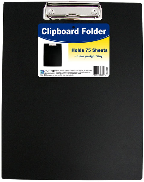 Vinyl Clipboard Folder 12.75"X9"-Black
