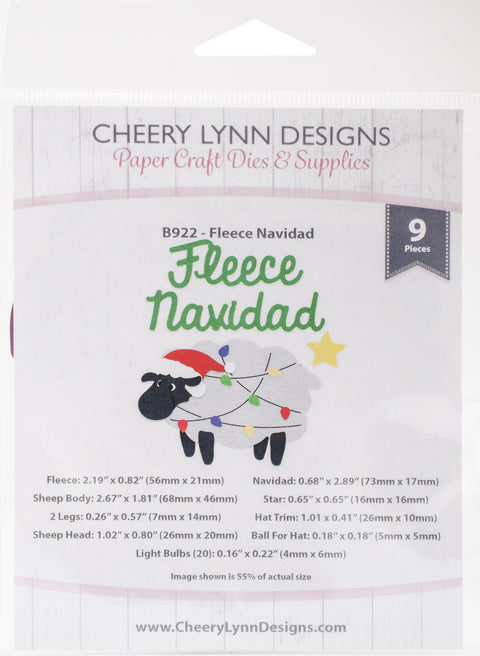 Cheery Lynn Designs Die-Fleece Navidad .16" To 2.89"