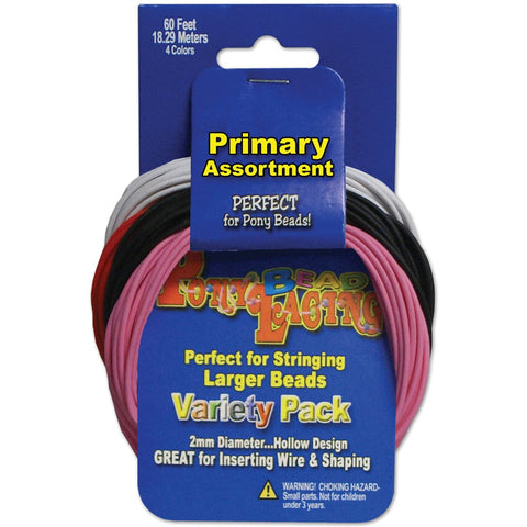 Pony Bead Lacing Variety Pack 60'-Primary Colors