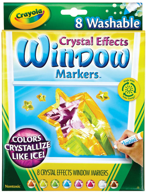 Crayola Crystal Effects Washable Window Markers-Assorted Colors 8/Pkg