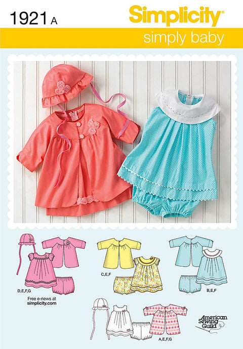 Simplicity Pattern Babies' Dress & Separates-XXS-XS-S-M-L