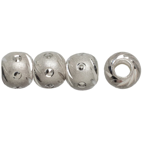 Plated Silver Elegance Metal Findings-Carved Beads 6mm 8/Pkg