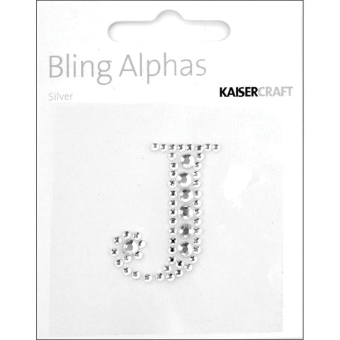 Kaisercraft Adhesive Rhinestone Bling Alphas 1.375"-Silver Crystal - J