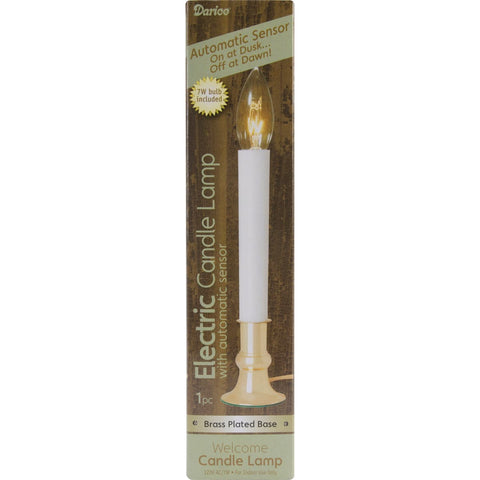 Electric Candle Lamp W/Sensor Boxed 7"-Brass Plated