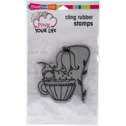 Stampendous Pink Your Life Cling Stamp 4"X4"-Whisper Bath
