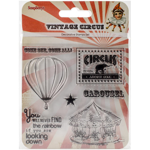 ScrapBerry's Vintage Circus Clear Stamps 4"X4"-Carousel
