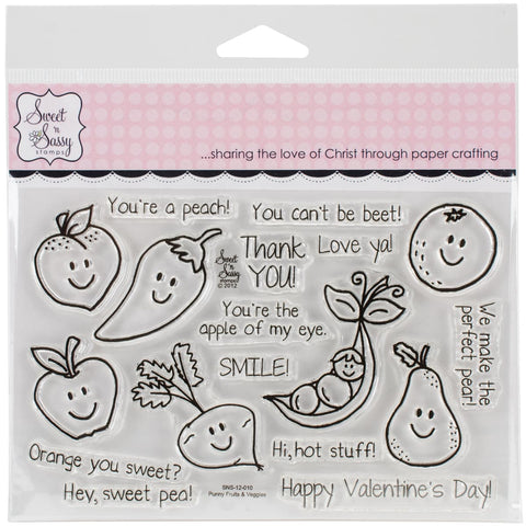 Sweet 'n Sassy Clear Stamps 4"X6"-Punny Fruits & Veggies