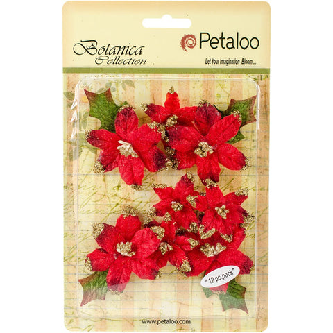 Petaloo Botanica Regal Gold Poinsettia 12/Pkg-Red