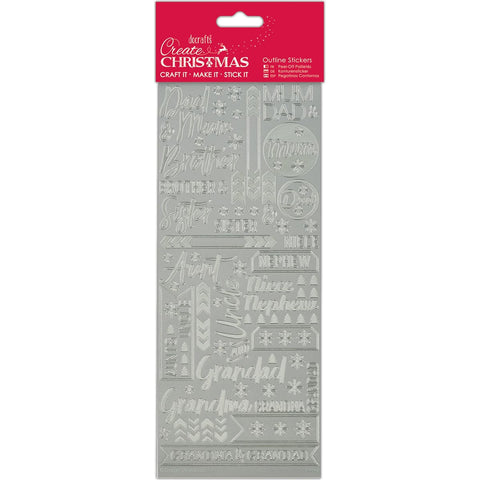 Papermania Outline Stickers-Contemporary Christmas Relations-Silver