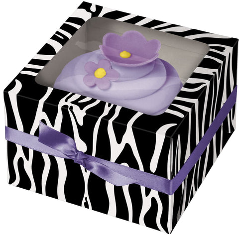Cupcake Boxes-1 Cavity Zebra 3/Pkg