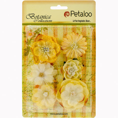 Botanica Chantilly Mixed Blooms 1.5" To 2.25" 6/Pkg-Soft Yellow