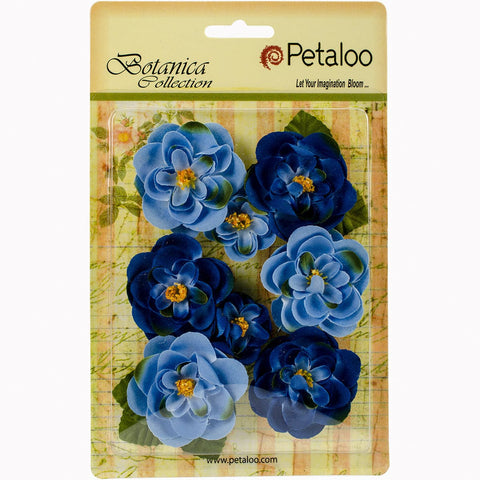 Botanica Ranunculus Flowers 1" To 1.75" 8/Pkg-Royal Blue