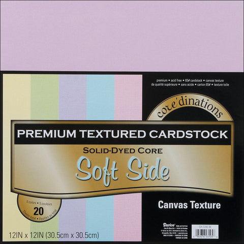 Core'dinations Value Pack Canvas Cardstock 12"X12" 20/Pkg-Soft Side Assortment