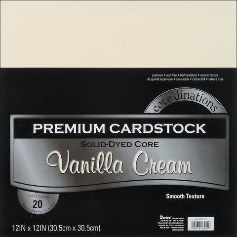 Core'dinations Value Pack Smooth Cardstock 12"X12" 20/Pkg-Vanilla Cream