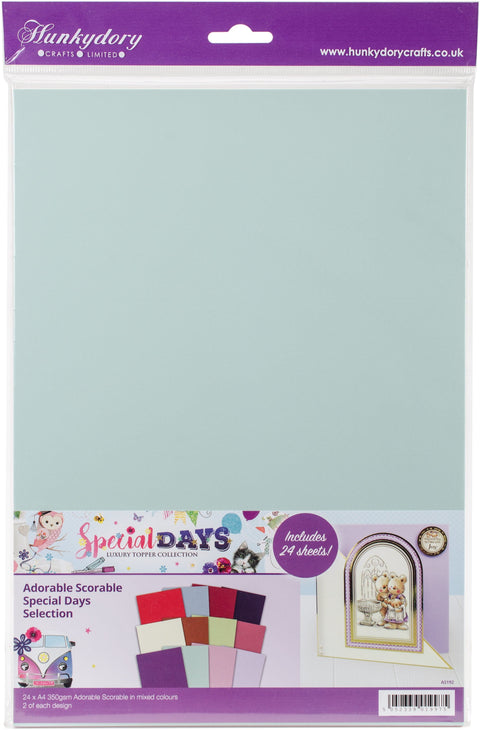Hunkydory Adorable Scorable A4 Cardstock 24/Pkg-Special Days