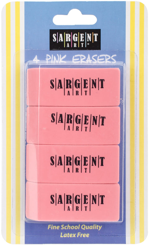 Sargent Art Large Pink Erasers 4/Pkg-