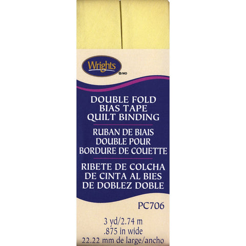 Wrights Double Fold Quilt Binding .875"X3yd-Baby Maize