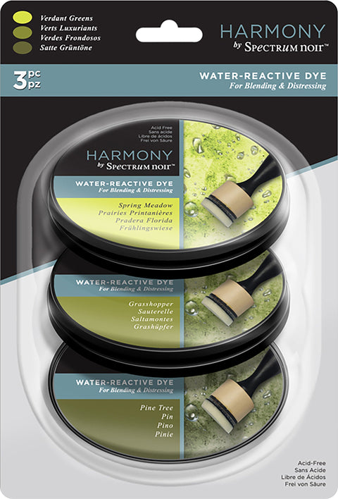 Spectrum Noir Harmony Water Reactive Ink Pads 3/Pkg-Verdant Greens