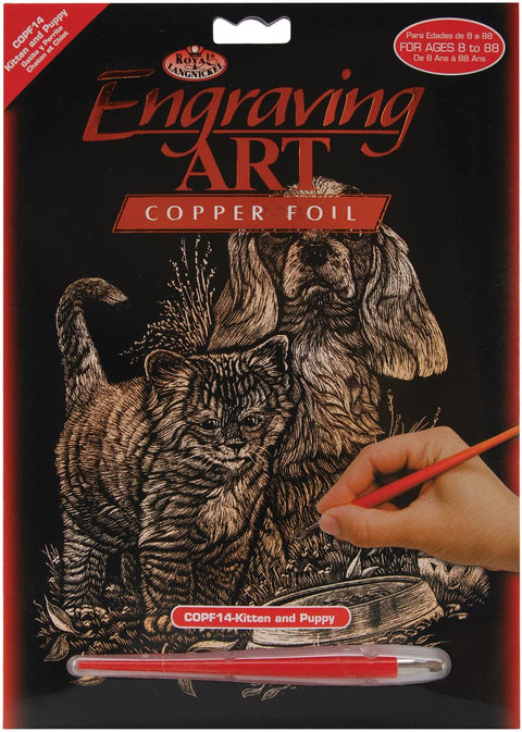 Copper Foil Engraving Art Kit 8"X10"-Kitten & Puppy