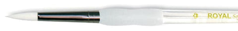 Soft-Grip White Taklon Round Brush-Size 6