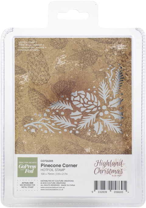 Couture Creations Highland Christmas Hotfoil Stamp-Pinecone Corner 3.9"X2.7"