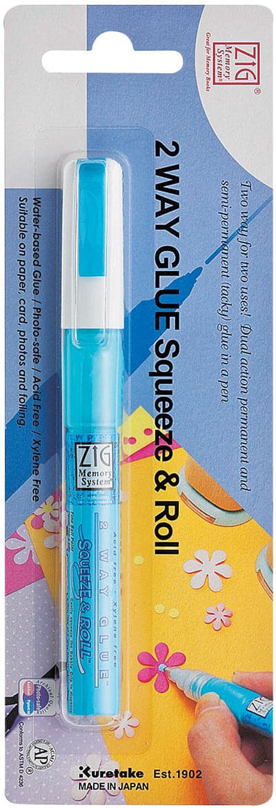 Zig 2-Way Glue Pen Carded-Squeeze & Roll