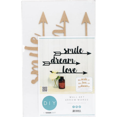 Kaisercraft Beyond The Page MDF Arrow Words Wall Art-Smile Dream Love, 20.25"X5"
